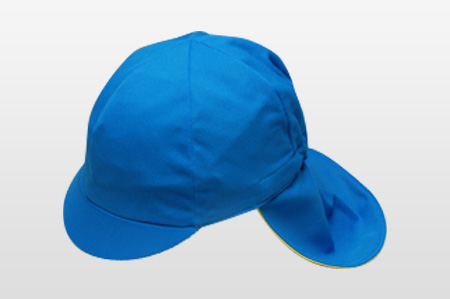 タレ付きカラー帽子　ブルー