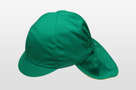 タレ付きカラー帽子　グリーン