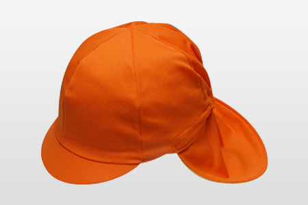 タレ付きカラー帽子 オレンジ｜黄色い帽子、交通安全帽子、赤白帽子