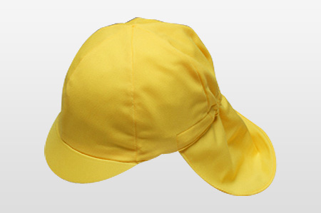 タレ付きカラー帽子　黄色